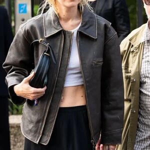 Mango oversized leather jacket